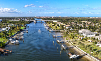 Obraz premium aerial view of Intracoastal and Donald Ross bridge