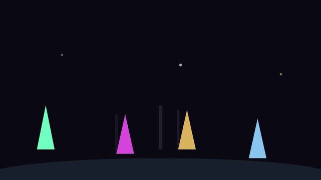 Abstract geometric forest, colorful flat trees