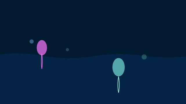 Abstract sperm cells, swimming male gametes