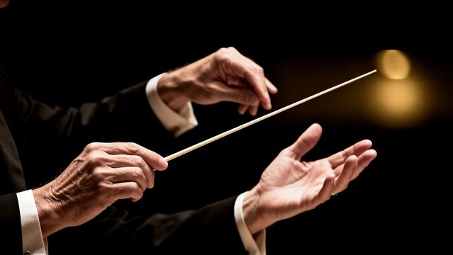 Conductor directing with baton