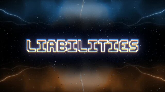 Liabilities Neon text with retro style background