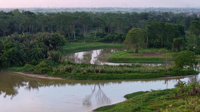 Labuh Banting river bend aerial landscape view