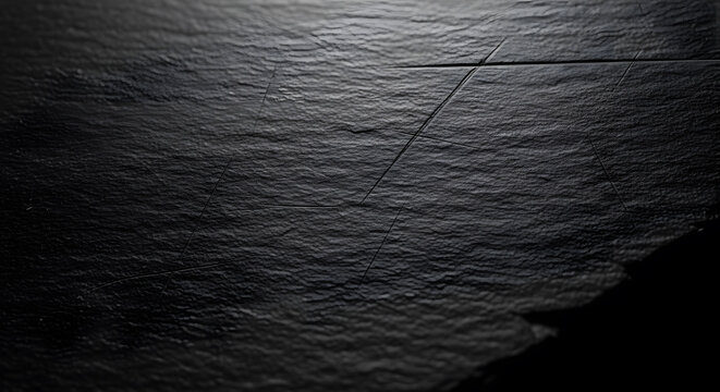 Dramatic close-up of cracked dark surface with deep texture and shadow play