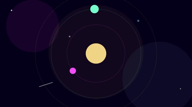 Abstract solar system, flat space animation