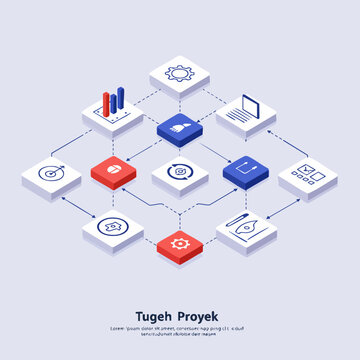 Isometric Detailed Business Process Flowchart Diagram Presentation Template Design