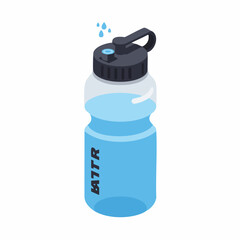 Isometric Detailed Water Bottle Illustration for Sport and Fitness Activity © Mariposa1818