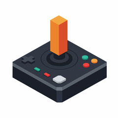 Isometric Detailed Joystick Control Console with Buttons for Retro Gaming Platform © Mariposa1818