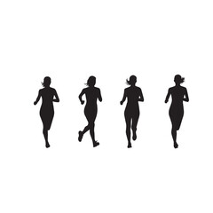 Obraz premium Running Woman Silhouette Vector Black White Illustration Female Athlete Running Silhouette Isolated Vector Sportswoman Runner Silhouette Black and White Clipart
