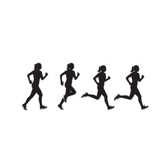 Obraz premium Running Woman Silhouette Vector Black White Illustration Female Athlete Running Silhouette Isolated Vector Sportswoman Runner Silhouette Black and White Clipart