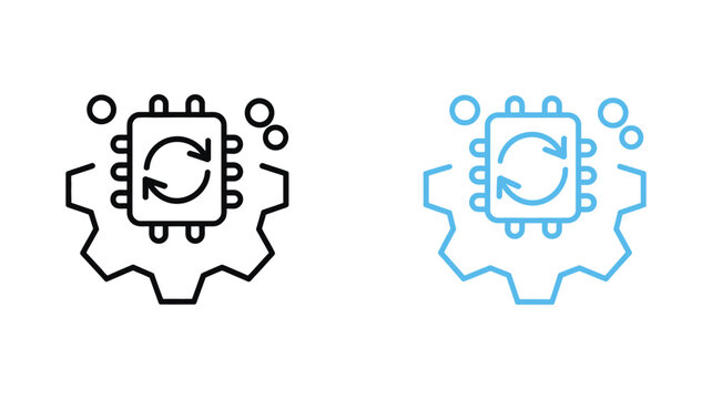 Automation vector icon illustrating process control, system integration and workflow optimization for modern business and industrial technology.