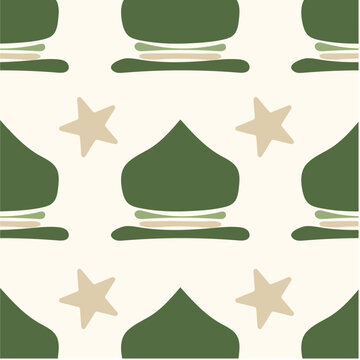 Mosque & Star Silhouette Seamless Pattern