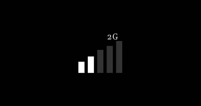 4G network icon design in flat icon. 4G 3G 2G and E network icon animation in computer and smartphone internet sign symbol in transparent background