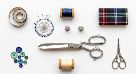 Fototapeta premium Sewing tools and supplies for crafting.
