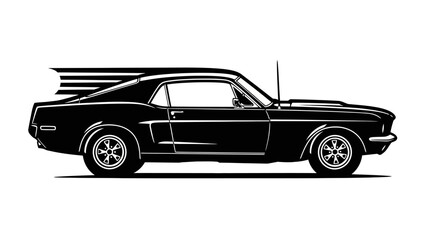 Fototapeta premium Black Vintage American Muscle Car.