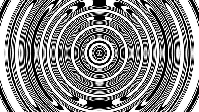 Psychedelic spinning hypnotic circle. Glitchy radio wave background. Optical illusion. Smooth rotation.
