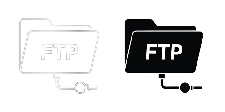 Ftp folder icons a comparison of outline and filled styles for file transfer protocol representation