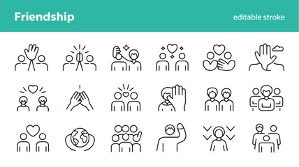 Fototapeta premium Friendship Symbol: A collection of friendship icons, depicting connection, support, and togetherness, symbolizing the bonds of camaraderie and unity.