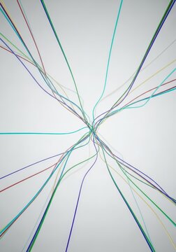 A visual representation of a difficult path problem. Multiple converging and diverging lines create complexity and uncertainty about the correct route forward, deadlock, diagram, digital