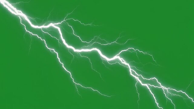 Lightning Strikes on Green Background.