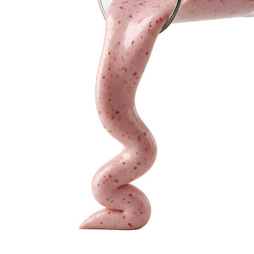 Pink smoothie with red seeds flowing.