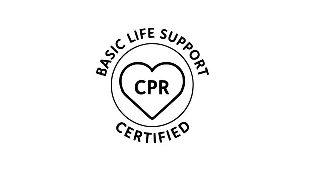 Basic Life Support Certified badge with CPR heart symbol medical certification vector