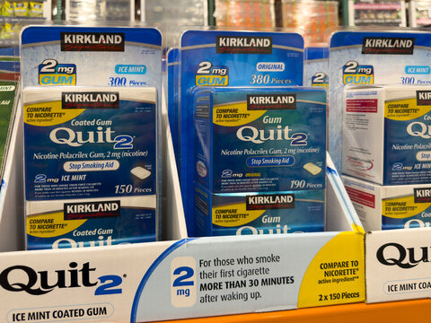 Kirkland Signature Quit 2 Nicotine Polacrilex Gum 2mg packages