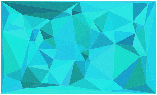 A vibrant digital artwork featuring an abstract geometric pattern with shades of cyan and blue isolated on white background
