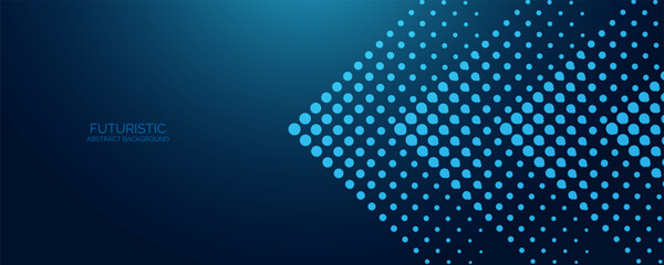 Abstract arrow glowing dot lines on blue background. Modern shiny blue geometric lines design. Futuristic technology concept. © Azahar