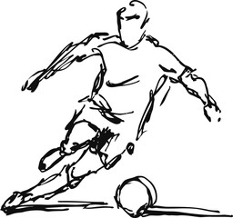 Fototapeta premium dynamic soccer player kicking ball in action sketch drawing