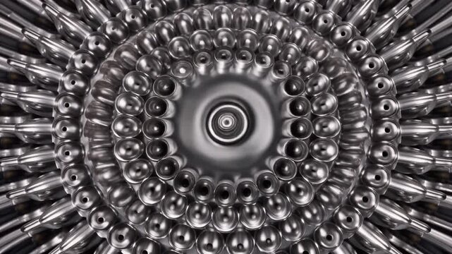 Silver metallic spheres oscillating in hypnotic rhythmic circular motion create a mesmerizing abstract visual effect for modern digital art background video clip