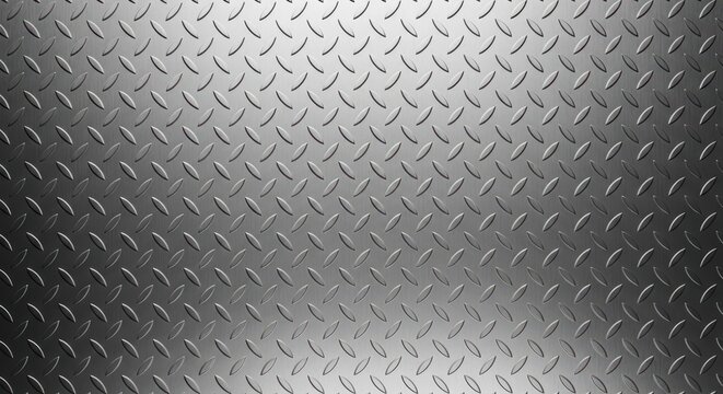 Detailed closeup of gray industrial checkered steel diamond plate flooring texture, useful as a heavy duty backdrop, shine, industrial background, surface