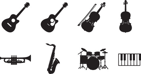 Silhouettes of various musical instruments © GraphicGrove