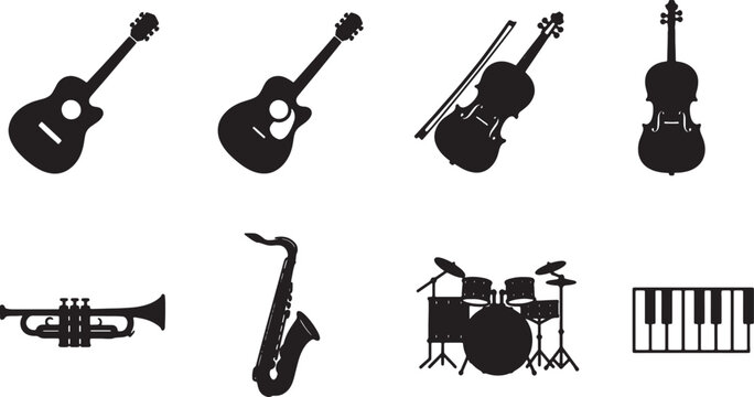 Silhouettes of various musical instruments