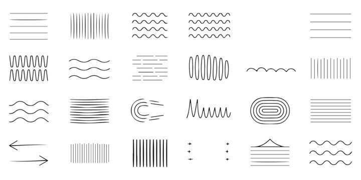 Set of Hand Drawn Geometric Line Patterns and Arrows