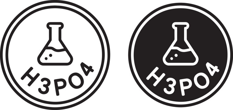 Corrosive chemical hazard symbols with phosphoric acid formula displayed