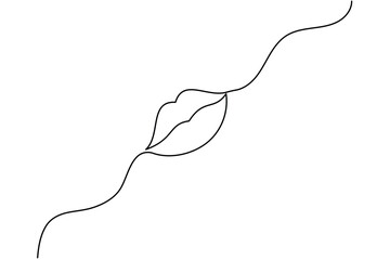Fototapeta premium Continuous one line lips illustration simple outline minimalist vector 