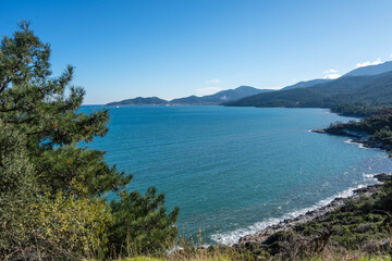 Obraz premium Landscape of coastline of Thassos island, Greece