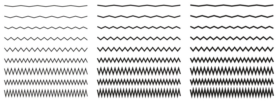 Vector zigzag lines and waves, wavy pattern. Squiggle zig zag frame with wiggle. Geometric decoration element. Vector illustration.