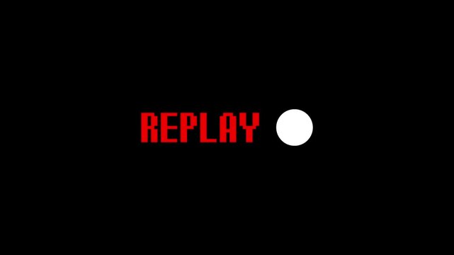 Video camera replay screen animation overlay on black background. 4k video