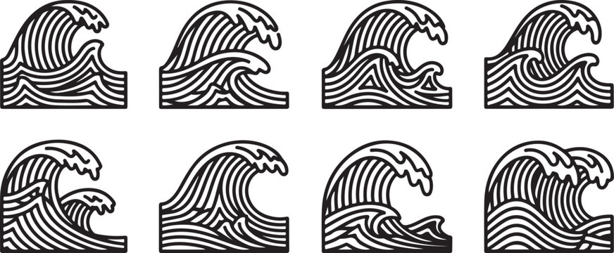 Abstract patterns with swirling lines and geometric shapes Vector