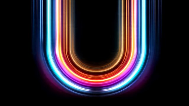 Retro Futuristic Neon U-Shape Glow with Vibrant Gradient Light Trails 2