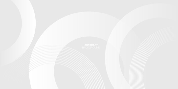 Grey abstract background with white circle lines. Geometric stripe line art design. Minimal lines pattern. Modern futuristic concept.