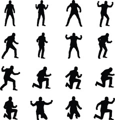 Obraz premium Silhouette Set of Successful Businessmen Celebrating Victory in Competitive Poses