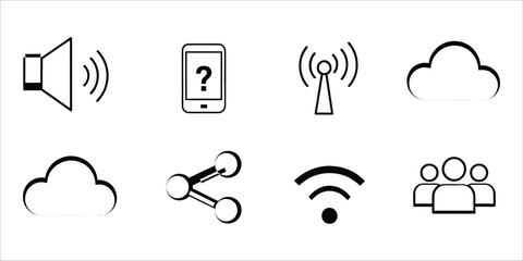 Fototapeta premium Collection of black and white communication and technology icons