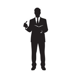 Obraz premium Silhouette of businessman writing on tablet professional concept for business and technology isolate