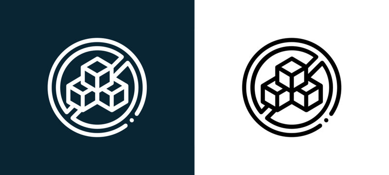 Black and white no sugar outline icon duo, editable stroke vector illustration for web, mobile apps, UI design, branding, and print from Allergen Free Products