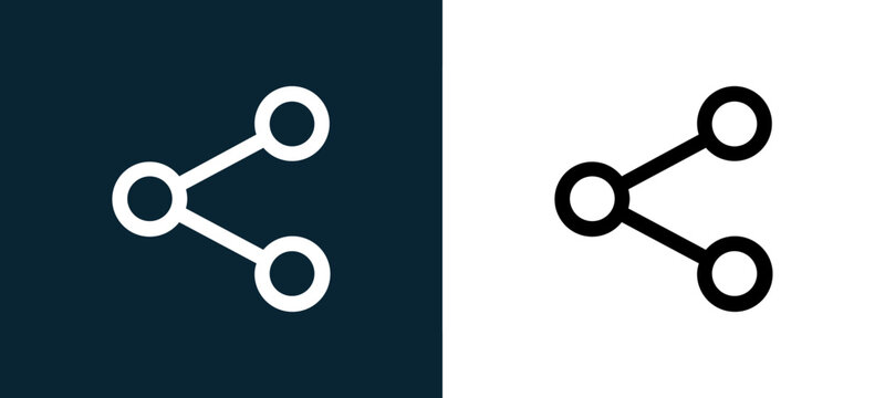 Black and white share outline icon duo, editable stroke vector illustration for web, mobile apps, UI design, branding, and print from Marketplace