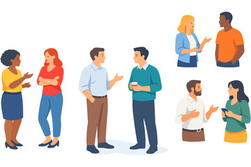 Obraz premium Casual People Conversation Vector – Modern Flat Design