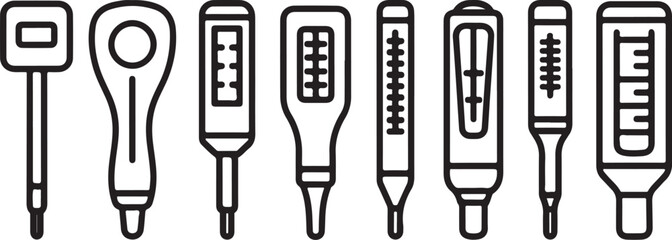 Fototapeta premium Illustration of various chair types in a minimalist line art style Vector