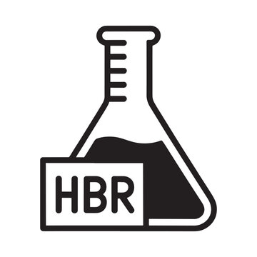 Simple black and white illustration of a chemical flask with liquid